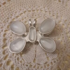 Rebecca Collins Frosted Glass Vtg Brooch Clip Butterfly Pendant
